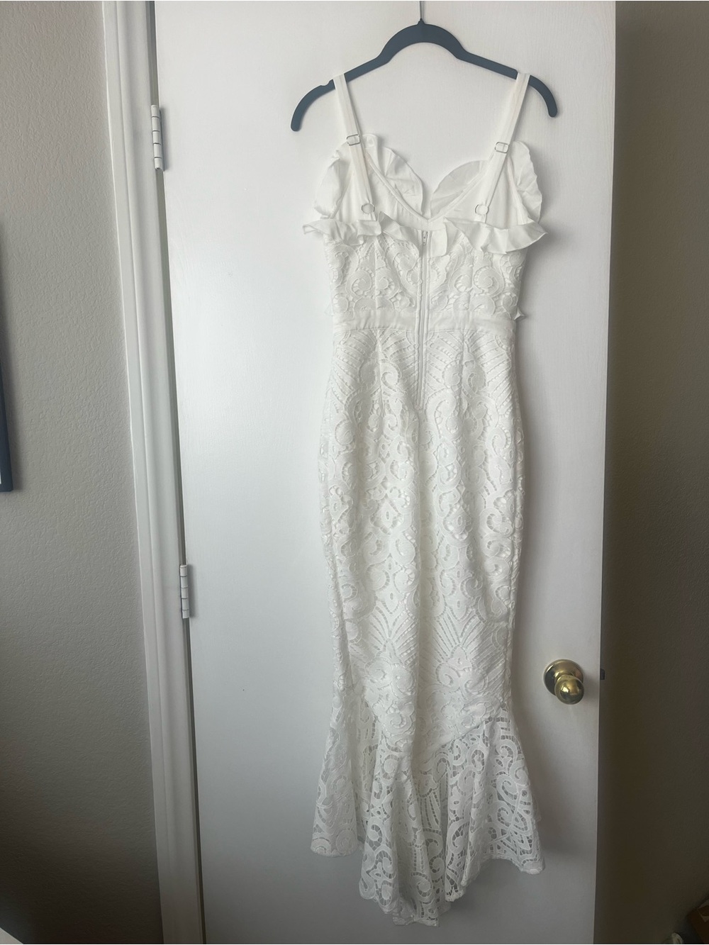White Lace Ruffle Dress - Picture 4 of 8